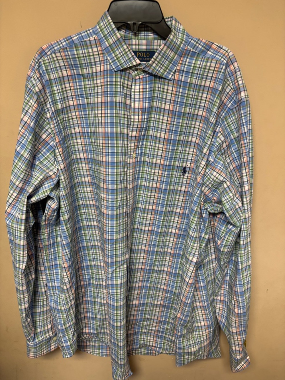 Polo Ralph Lauren Blue, Green and White Plaid Button-Down Shirt, XLT
